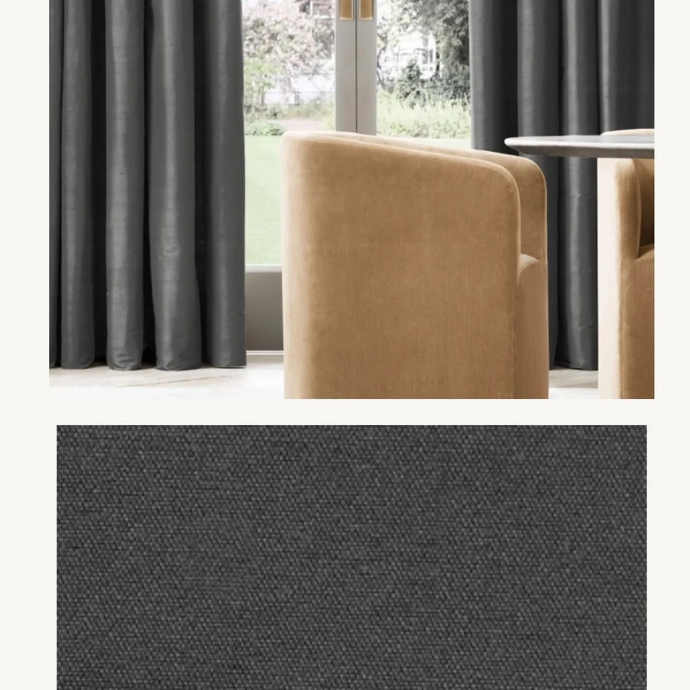 Restoration Hardware Thai Silk Solid Drapery Rod Pocket Curtains, 2 pieces